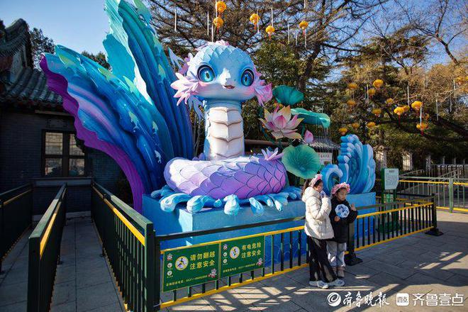 泉畔探灯趵突泉景区有了蛇年“皮肤”“泉城绮梦”灯组亮相(图1)