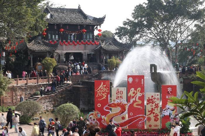 民俗巡游“火龙灯舞” 成都黄龙溪古镇年味浓(图3)